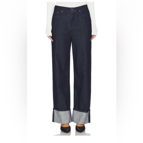 AFRM Denim - AFRM Dark Indigo Wide-Leg Cuffed Jeans